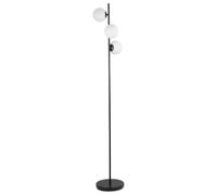 Modern Black Stem Floor Lamp with Opal Globe Glass Shades