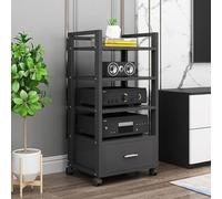 Modern Black Stereo Rack - HiFi Audio Stand, Space-Saving Design for Home Theater, AV Equipment Organizer, Perfect for Video and Audio Gear Storage.