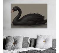 Modern Black Swan Canvas Art Print Elegant Wall Decor for Home Office, Living Room, Bedroom Posters for Walls Decor(80x120cm/Internal Frame)