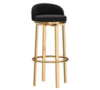 Modern Black Swivel Bar Stool with Gold Metal Legs - 29.5" Counter Height Dining Chair with Back for Kitchen Island, Home Bar, Pub - Stylish & Comfortable Seating - 1 Piece