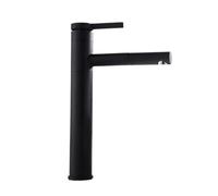 Modern Black Tall Bathroom Faucet - Swivel Spout Vessel Sink Mixer, Single Handle Deck-Mounted Tap for Slish Washbasins, Ele Design for Contemporary Bathrooms