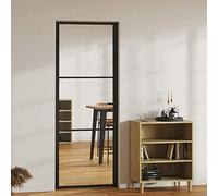 Modern Black & Transparent Aluminum Interior Door - 76 x 201.5 cm - Swing Style - Perfect for Home Office or Commercial Spaces - Contemporary Design & Durability