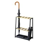 Modern Black Umbrella Stand for Hallway - Metal Cane/Club nizer Rack with Stylish Grid Design - Space-Saving Storage Solution for Home or Office