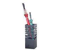Modern Black Umbrella Stand - Stylish Hollow-Out Design Square Holder for Indoor & Outdoor Use Perfect for Hallways and Walking Sticks
