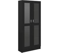 Modern Black Vitrine Cabinet 186cm Tall Book & Display Shelving Unit for Living Room & Office Stylish Storage Solution & Home Décor Floor File Cabinet