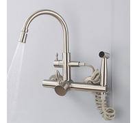 Modern Black Wall Mounted Kitchen Faucet with Sprayer Single Handle Sink Tap Easy Installation Stylish Design - Premium Quality Made in China