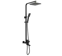 Modern Black Wall Mounted Shower Faucet Set - Rainfall Shower Head & Handheld Sprayer, Stylish Bath Shower System for Ultimate Bathroom Experience