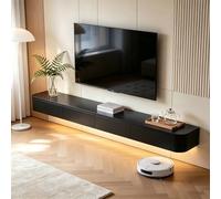 Modern Black Walnut TV nd 160CM - Floating Entertainment Center with Sto Ders for Living Room, Bedroom & Home Office - Slish Wooden Ma Console Unit