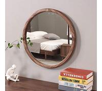 Modern Black Walnut Wooden Framed Round Mirror 50cm, 60cm, 70cm - Wall-Mounted Furniture Decoration for Bedroom, Entryway, Living Room