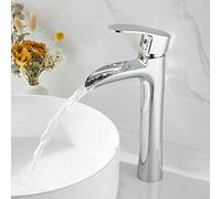 Modern Black Waterfall Bathroom Faucet Brass Single Handle Hot and Cold Mixer Tap