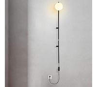 Modern Black/White Plug-in Wall Lamp with Sphel Glass Shade and Old-Fashioned Switch - Simple Strip Lamp for Bedside, Living Room, Corridor