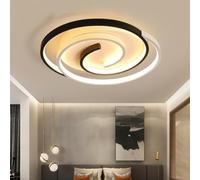 Modern Black White Spiral LED Ceiling Light 55cm Dimmable Chandelier with Remote Control for Living Room Bedroom Dining Room Kitchen Office Minimalist Geometric Design