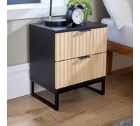 Modern Black Wood Bedside Cabinet 2 Drawers Bedroom Table Furniture