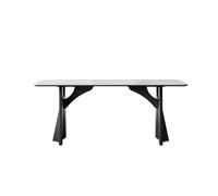 Modern Black Wooden Dining Table & Coffee Table Simple Design with White Slate Top Ideal for Living Room Fur for Home Decor