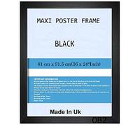 MODERN BLACK WOODEN MAXI POSTER FRAME (Black, 61 cm x 91.5 cm (36 x 24))