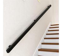 Modern Black Wrought Iron il for Indoor/Outdoor Stairs - Non-Slip Support Bar 1m to 6m Lengths Square Tube Design for Safety and Stability (270cm)
