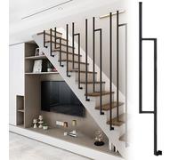 Modern Black Wrought Iron Stair Railing Post Side Mounted Customizable for Garden Corridor Loft 215cm (7.1ft) Height Durable & Stylish Design