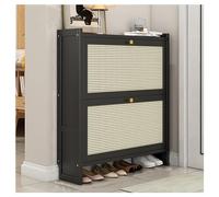 Modern Blastanding Shoe Cabinet - 70cm x 20cm 2 Levels Sliding Doors Foldable Shelves Easy Clean Sto Solut for Entryway Slish Semi-Gloss h