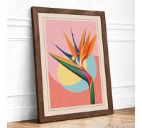Modern Blooms Botanical Framed Wall Art Print A3 (42×29.7cm) Walnut, Wall Decor for Living Room, Bedroom, Office & Home, Ready to Hang, Art Gift