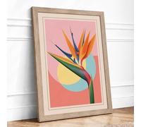 Modern Blooms Botanical Framed Wall Art Print A4 (29.7×21cm) Oak, Wall Decor for Living Room, Bedroom, Office & Home, Ready to Hang, Art Gift
