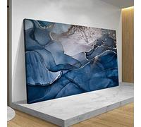 Modern Blue Abstract Artwork Large Size Canvas Art Wall Decor Messy Texture Landscape Dark Blue Clouds Canvas Prints Posters Framed for Office Wall Decor 70x140cm(27.5"x55.1") innerframe