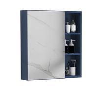Modern Blue Aluminum Alloy Bathroom Medicine Cabinet with Rectangle Mirror for Bedroom Living Room and Toilet 80 * 11 * 65cm/31 * 4 * 26in