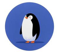 Modern Blue and Penguin Round Mouse Pad 10 Inch, Ultra-Smooth Circular Mousepad with Non-Slip Rubber Base for Computers Laptop