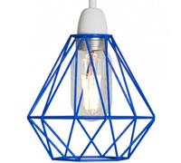 LEDSONE Modern Geometric Diamond Pendant Lampshade - Metal Wire Cage, Blue, 14.5x20cm, Ideal for Living Room, Kitchen, Restaurant, Office