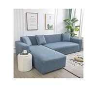 Modern Blue Grey 3 Seater Sofa Cover Stretchy Elastic Corner ProtectorPolyester Fabric Solid Color Sofa Slipcover for Home Decor & Protection