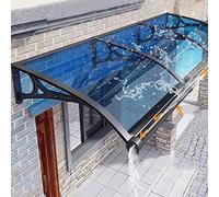 Modern Blue Patio Awning Rain Shelter Canopy for Front Door 60x420cm Stylish Polycarbonate & Aluminum Design Perfect Outdoor Garden Cover