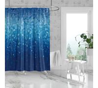 Modern Blue Polka Dot Shower Curtain, Decorative Bathroom Curtain with Gradient Design (35.4 * 70.8in)