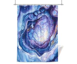 Modern Blue Shower Curtain for Bathroom, Abstract Art Moire Contemporary Water Ripple Waterproof Cloth Fabric Bathroom Accessories Set with 12 Rust Proof Plastic Hooks, 66” x 72”