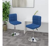 Modern Blue Swivel Dining Chairs 2-Pack Soft Fabric Upholstery Chrome Steel Frame Adjustable Height with Gas Lift Contemporary Design for Dining Room Comfort
