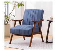 Modern Blue Upholstered Accent Sofa Chair with Wood Frame for Living Room Office Bedroom Comfortable Padded Reading Lounge Seat