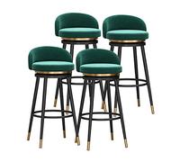 Modern Blue Velvet Bar Stools Set of 4-360° Swivel Kitchen Chairs with Back & Black Legs Stylish Breakfast Seating for Dining Room Home & Restaurant