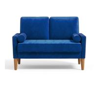 Modern Blue Velvet Sofa 2 Seater Loveseat Couch for Living Room