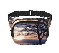 Modern Bohemia Flower Fanny Pack for Women Men Fashion Waist Pack Adjustable Belt Bag for Workout Running Travelling Casual Waist Bag, Tree Branch Silhouette At Dusk, One Size