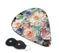 Modern Bohemia Flower Guitar Plectrums, 6 Guitar Plectrums, Double Sided Printing, For Acoustic Guitar, Bass, Ukulele, Electric Guitar (0.46 Mm 0.71 Mm 0.96 Mm)