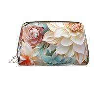 Modern Bohemia Flower Leather Makeup Bag, Large-Capacity Travel Storage Bag, Dual-Purpose Toiletries and Makeup Bag