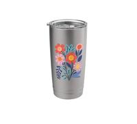 Modern Boho Colorful Floral Abstract Folk Art Design Stainless Steel Insulated Tumbler
