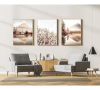 Modern Boho Decorative Pictures Aesthetic Plant Pictures, Natural Landscape Beach, Abstract Art Wall Pictures Bohemian Poster Set, Without Frame (50 x 70 cm, 3 Pieces, Poster 10)