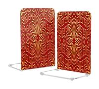 Modern Bookends for Shelves Clear Book Organizer for Heavy Books Flower Pattern