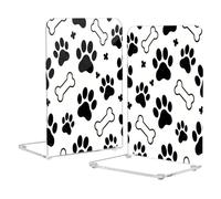 Modern Bookends for Shelves Clear Book Stopper for Office Accessories Dog Paw Print Pattern