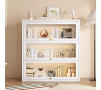 Modern Bookshelf with Foldable Door, Free-Standing Display Cabinet, Storage Rack for Living Room & Bedroom, Stylish Bookcase for Home Decor (70x35x)