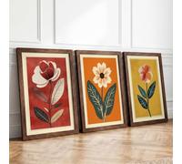 Modern Botanical Blooms Botanical Set of 3 Framed Wall Art Prints A1