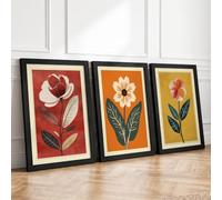 Modern Botanical Blooms Botanical Set of 3 Framed Wall Art Prints A4