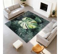 Modern Botanical Tropical Gradient Colour Printed Rugs Monstera Leaves Soft Rugs Machine Washable Area Rug for Office Dining Kitchen Decor 80 x 150 cm