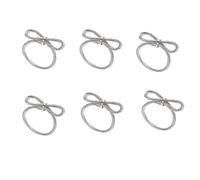 Modern Bow and Star Napkin Rings, Metallic Iron Napkin Holders for Hotel Restaurant Home Dining Table Decor, Gold Silver Finish, 6 Pack(Silver)
