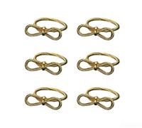 Modern Bow and Star Napkin Rings, Metallic Iron Napkin Holders for Hotel Restaurant Home Dining Table Decor, Gold Silver Finish, 6 Pack(Golden)