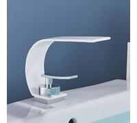 Modern Brass Bathroom Faucet - Single Handle Mixer Tap, Stylish Waterfall Design, Sink Mixer, White Finish, Ideal for Contemporary Bathrooms